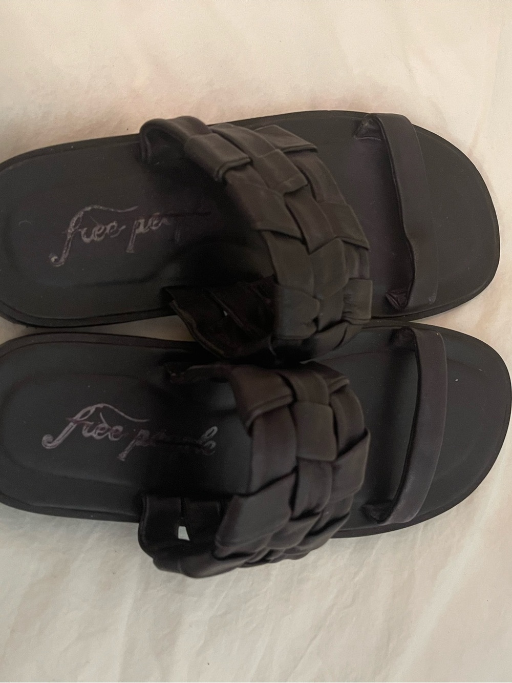 Free People Black Braided Slide Sandals